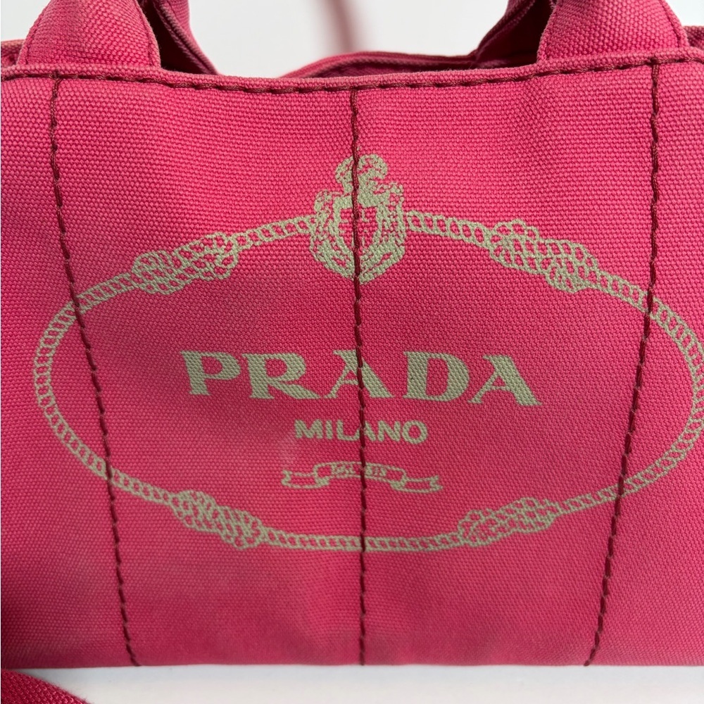 Prada Fuchsia Canvas Canapa Tote - Picture 2 of 12